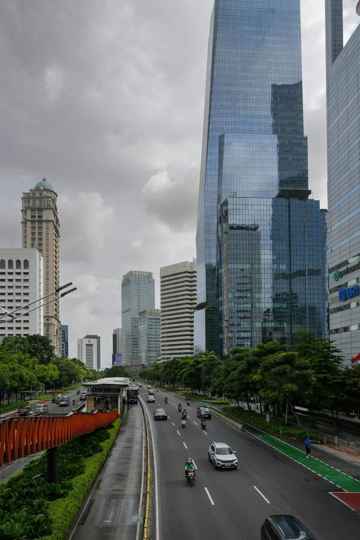 Jakarta business district skyline viewed from above